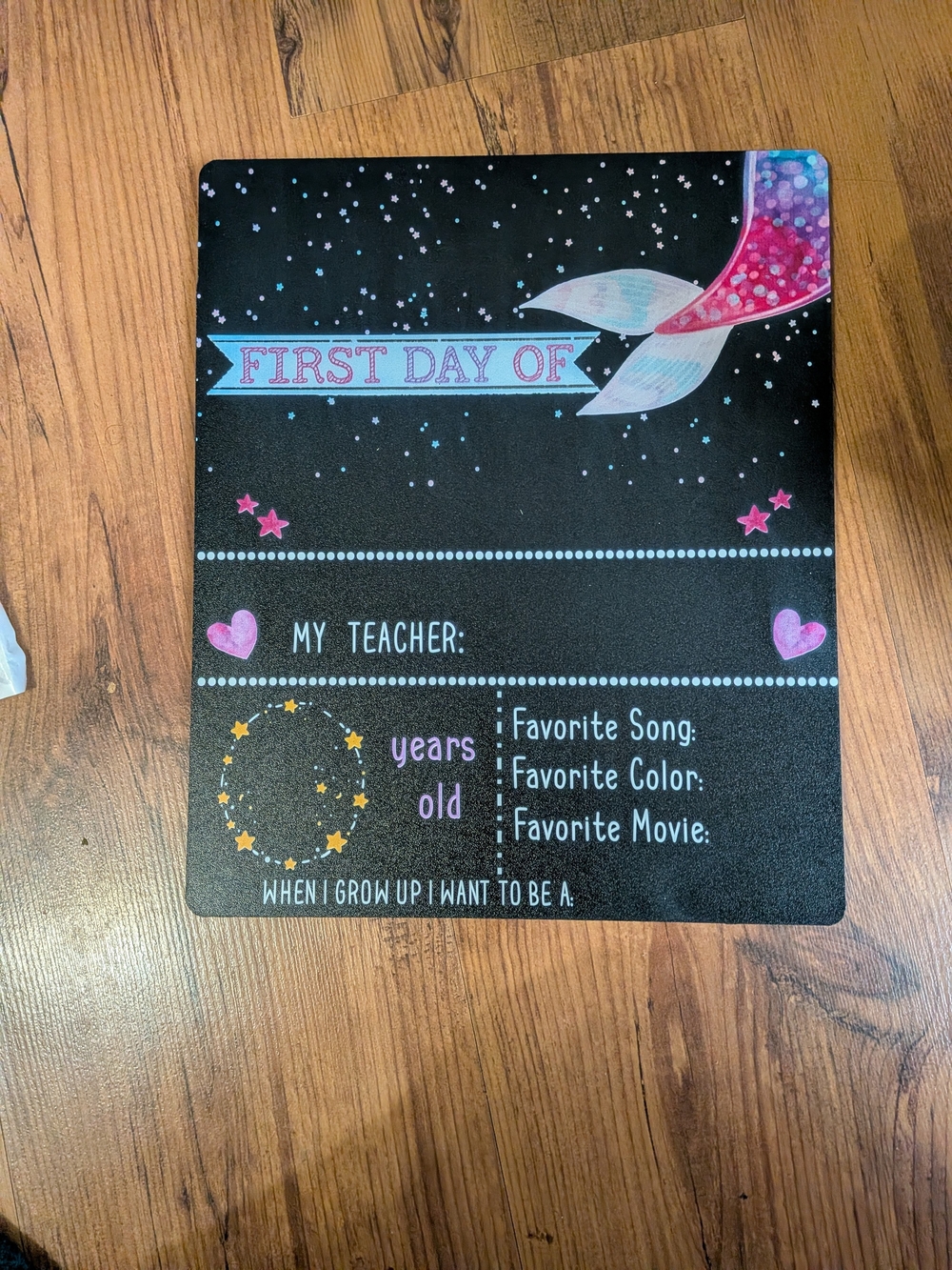 New First Day And last Day Of School Reusable Mermaid Chalkboard Milestone Sign
